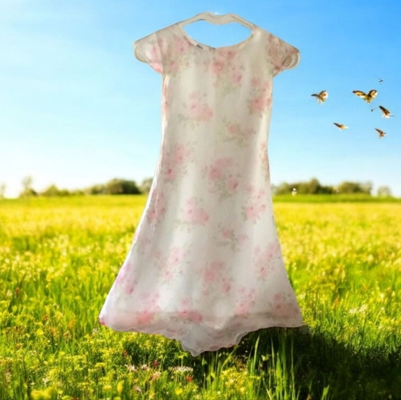 Party dress  by KT girls floral very pretty size 7/8 full lining cap sleeve. - Picture 4 of 12